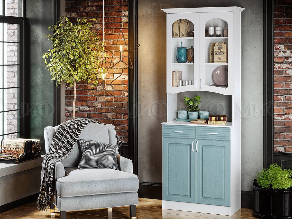 Буфет Кармен 2-х Створчатый МДФ (Ш-800 x Г-430 х В-2250 мм)/Разные Цвета