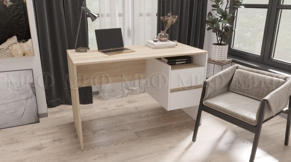 Компьютерный Стол Моника №9 Дуб Сонома/Белый /Ш-1200 x В-750 x Г-556 мм