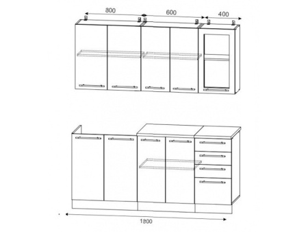 Кухонный Гарнитур София МДФ 3D 1800 мм