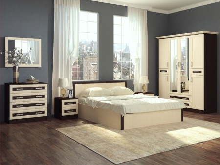 Спальный Гарнитур Гавайи Венге/Белфорт МДФ (Шкаф+Комод+Зеркало+Кровать+Тумбы)