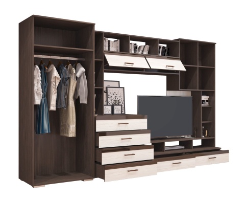 Гостиная Коста Венге\Белый Глянец МДФ (Ш-3200 х В-2000 х Г-574 мм)